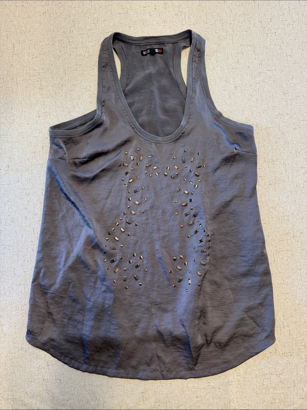 William Rast Gray Studded Racerback Tank N0737